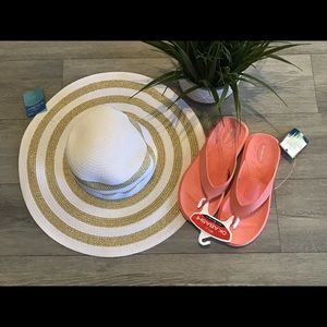 Bundle of sandals and hat